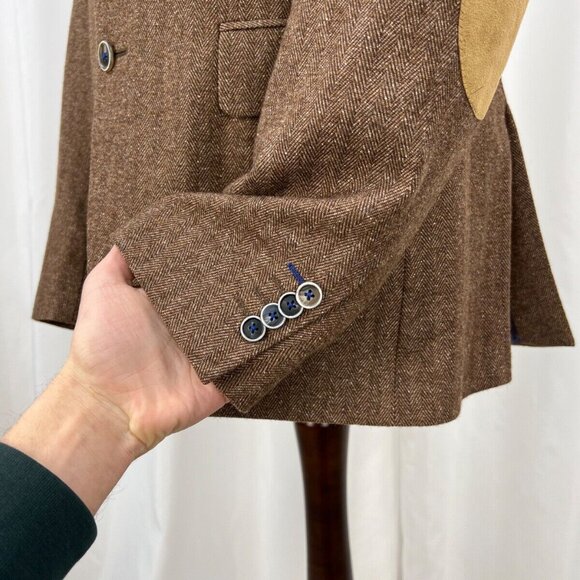 Brown Herringbone Sport Coat Size 38US\48IT - Picture 3 of 6